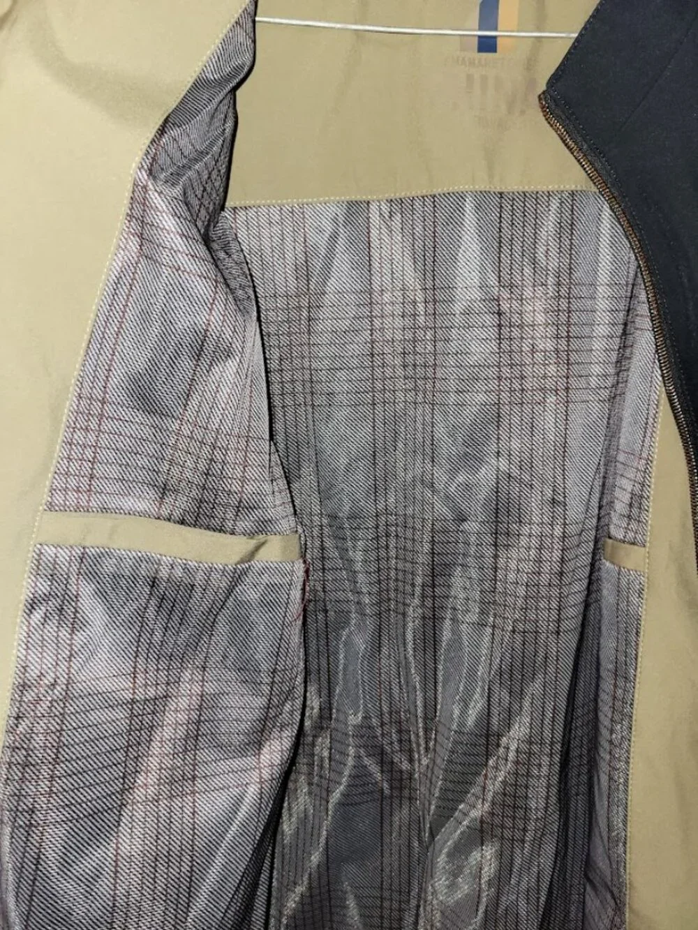 Men’s Black Lightweight Full Zip Plaid Lined Jacket Asian Size L 175/92A 19